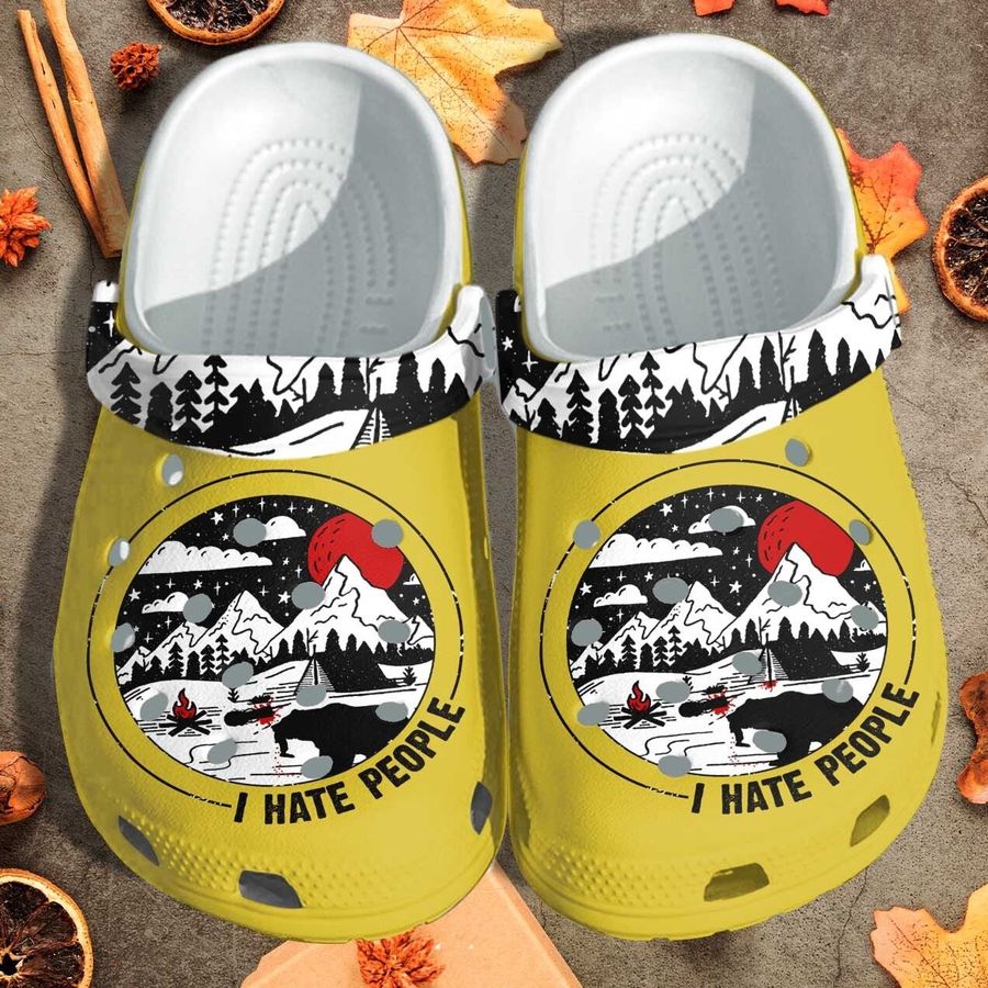 Camping Bear Custom Shoes - Camping 2022 Funny I Hate People Crocs Gifts For Men Women