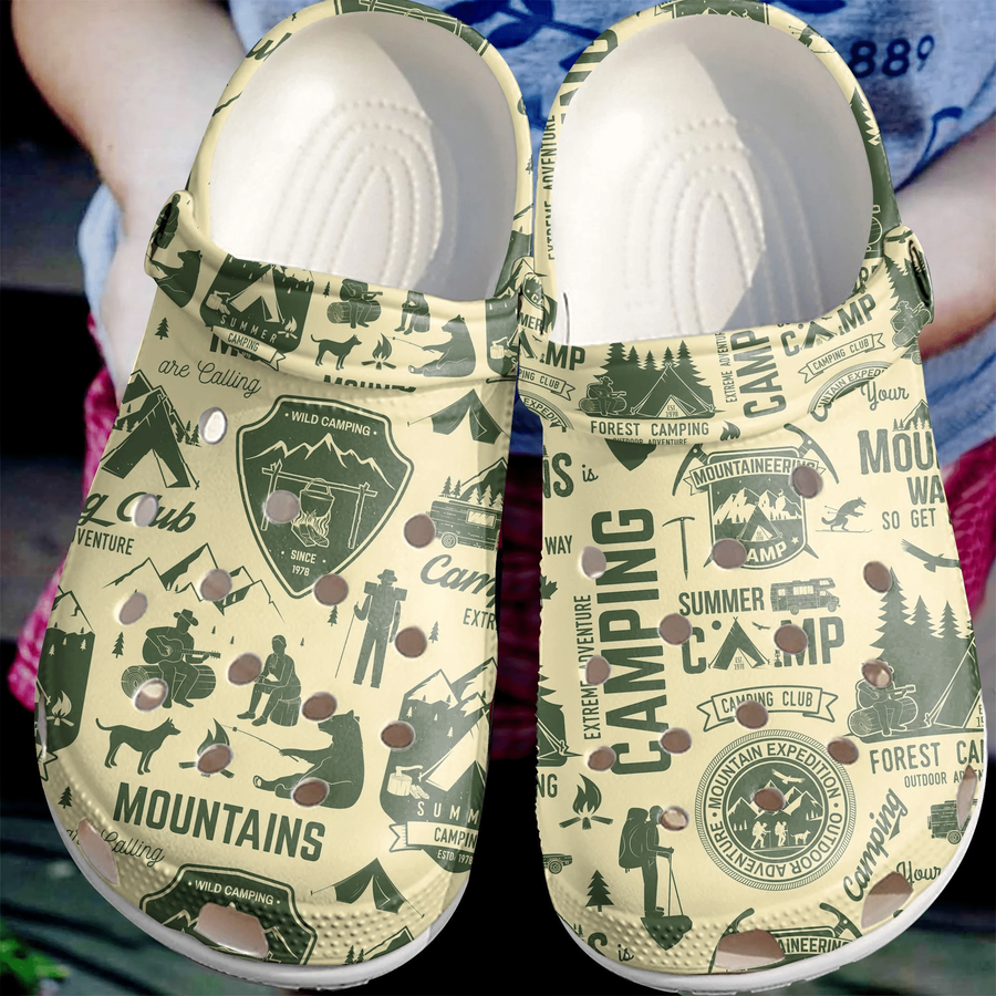 Camping Club Shoes Clog - Outdoor Adventure Crocs Crocbland Clog Birthday Gift For Man Woman.png