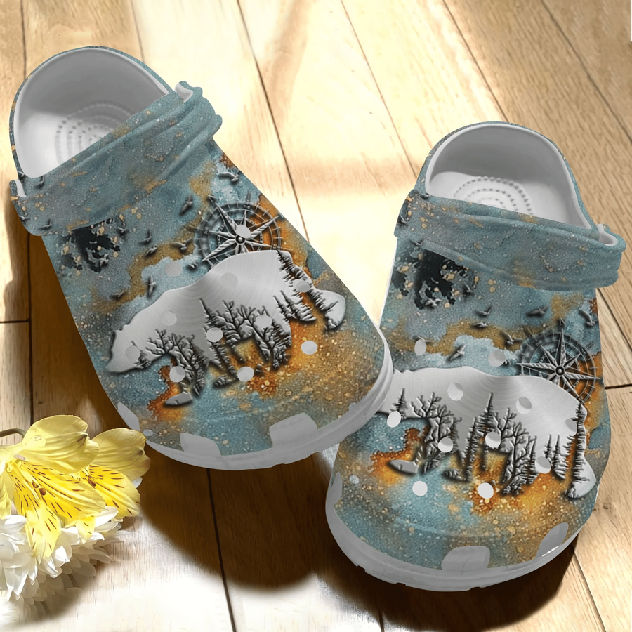 Camping Metal Pattern Shoes Clog - Compass Crocs Crocbland Clog Birthday Gift For Man Woman.png