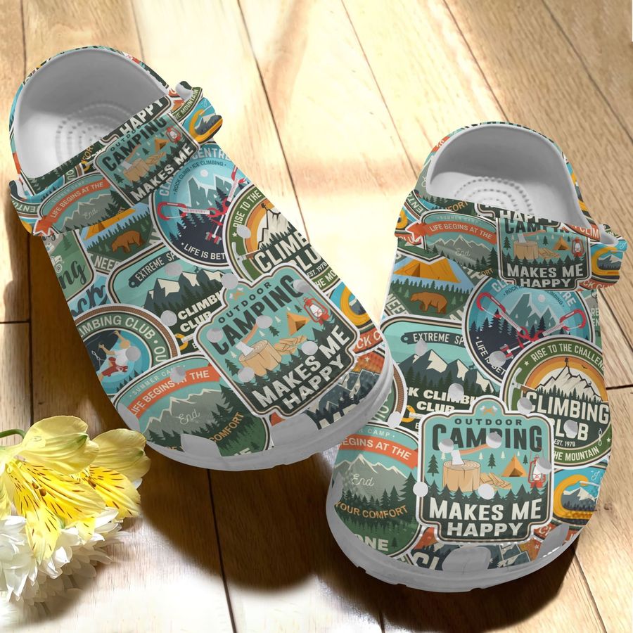 Camping Tag Outdoor Shoes - Outdoor Camping Makes Me Happy Crocs Clog Birthday Gift