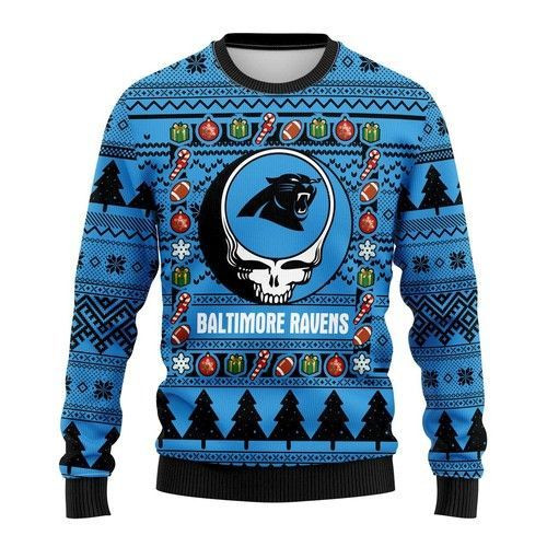 Carolina Panthers Grateful Dead Ugly Christmas Sweater All Over Print
