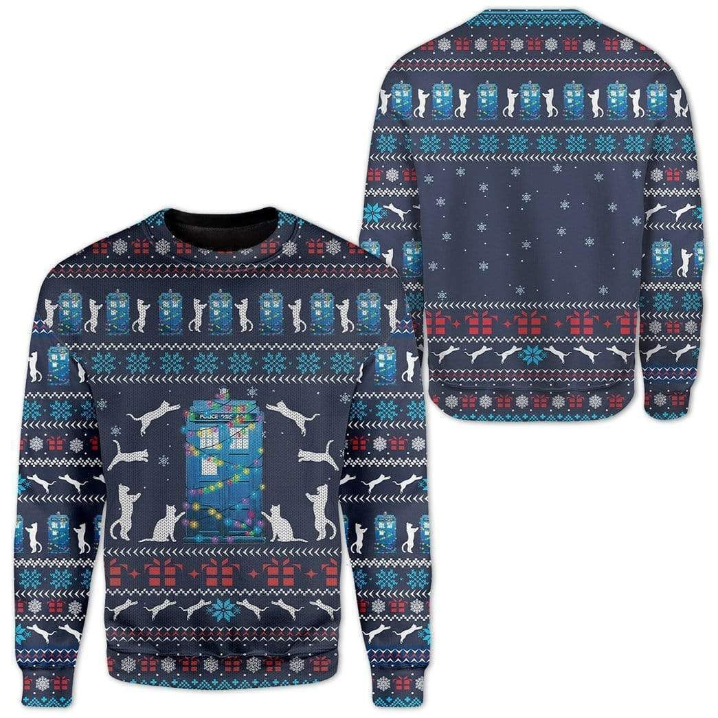 Cat around Police Office Ugly Christmas Sweater All Over Print