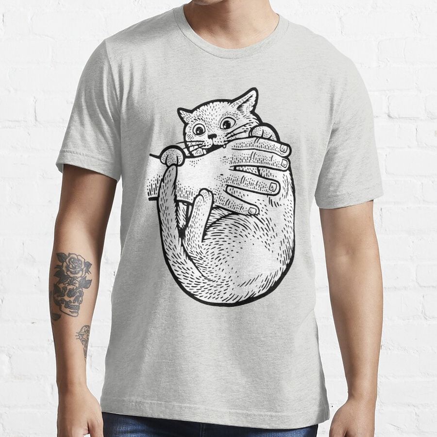 cat bites hand sketch Essential T-Shirt