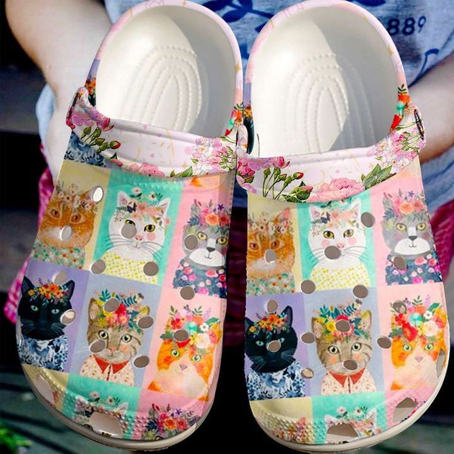 Cat Flowers Cats Sku 513 Crocs Clog Shoes