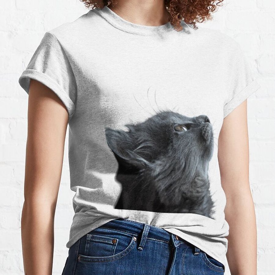 cat, kitten, black cat, cat design, cute cat, animal, meow. Classic T-Shirt