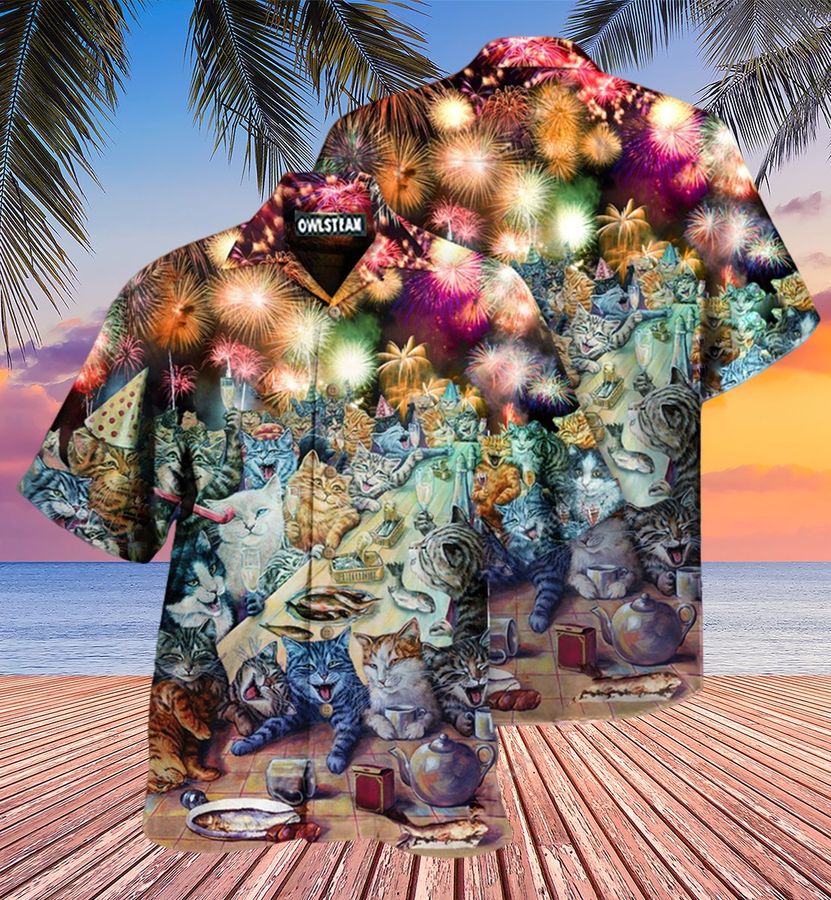 Cat New Years Party Of The Cats Edition Hawaiian Shirt