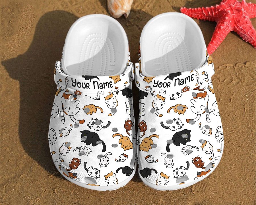 Cat Pattern Gift For Lovers Comfortable Summer For Men And Women Gift For Fan Classic Water Rubber Crocs Crocband Clogs, Comfy Footwear