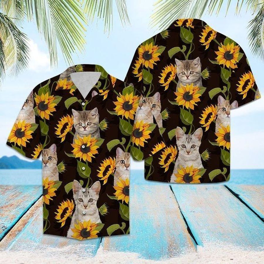 Cat Sunflower Hawaiian Shirt Pre13412, Hawaiian shirt, beach shorts, One-Piece Swimsuit, Polo shirt, funny shirts, gift shirts, Graphic Tee