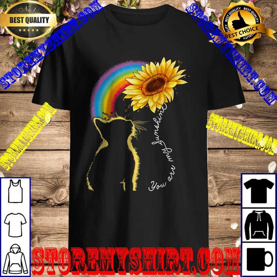 Cat Sunflower Rainbow For Cat Lovers Cat Mom Lady Women T-Shirt