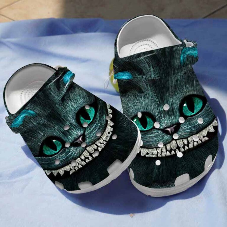Cat With Creepy Smiling Clogs Crocs Shoes Gifts For Halloween Birthday - Ccreepy163