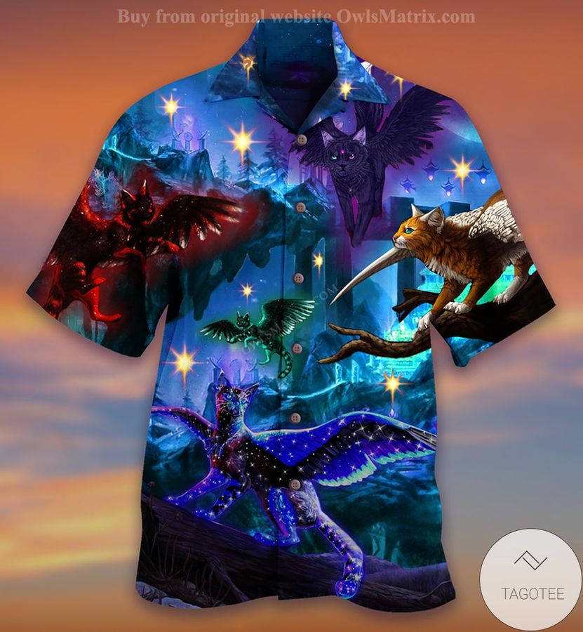 Cats Fly Love Dark Hawaiian Shirt
