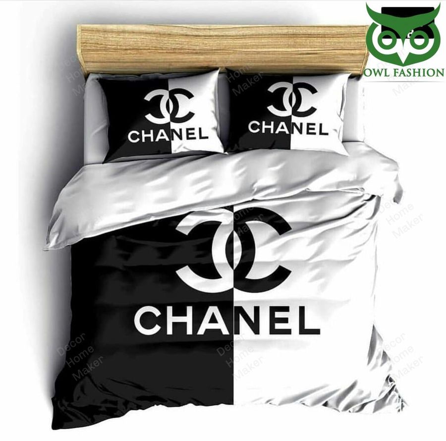 Chanel half black half white limited edition bedding set