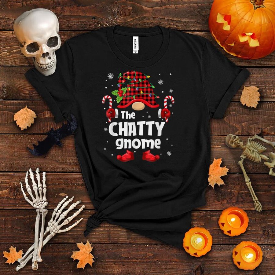 Chatty Gnome Buffalo Plaid Christmas Tree Family Xmas T Shirt