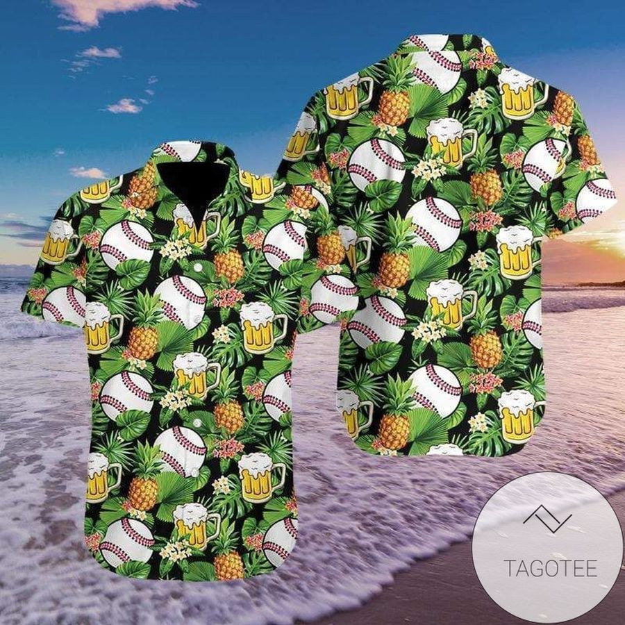 Check Out This Awesome Baseball And Beer Hawaiian Aloha Shirts 318h