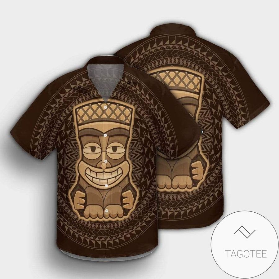 Check Out This Awesome Cute Tiki Brown Unisex Hawaiian Aloha Shirts