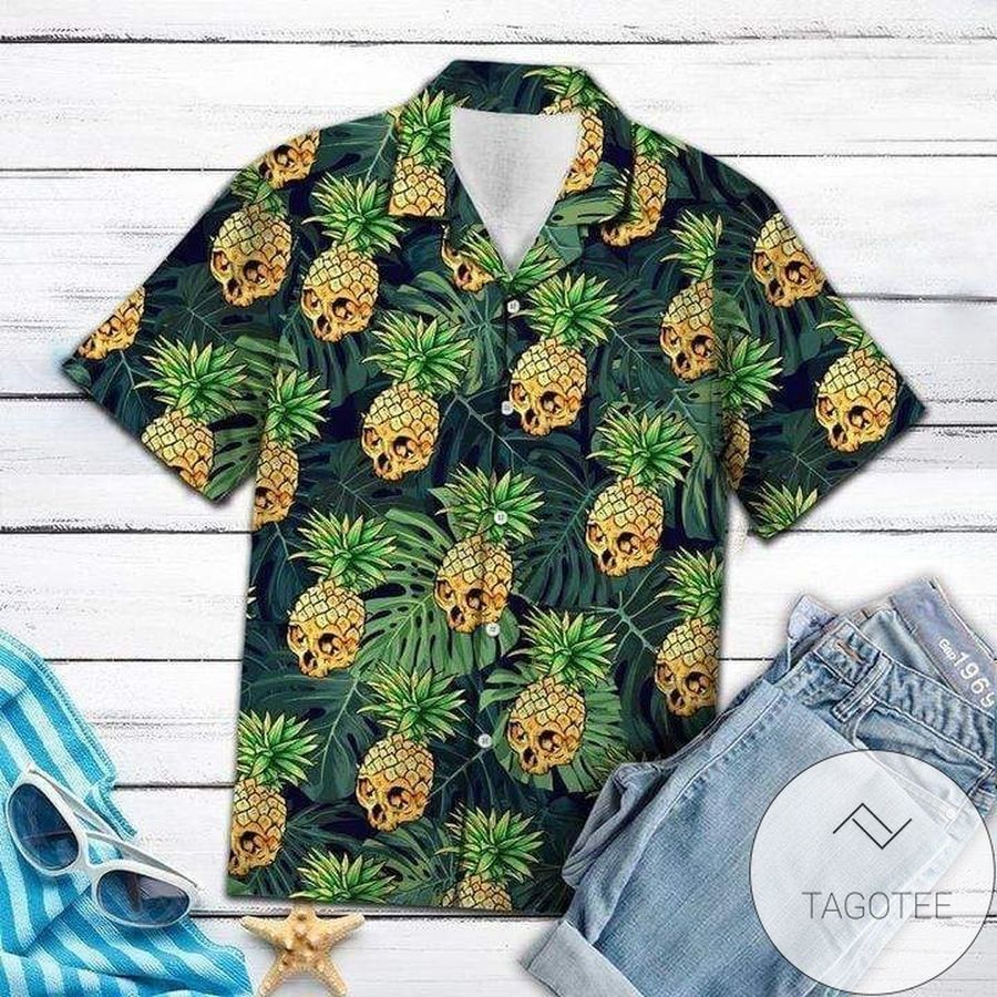 Check Out This Awesome Pineapple Skull Summer Vibe Tropical Hawaiian Aloha Shirts