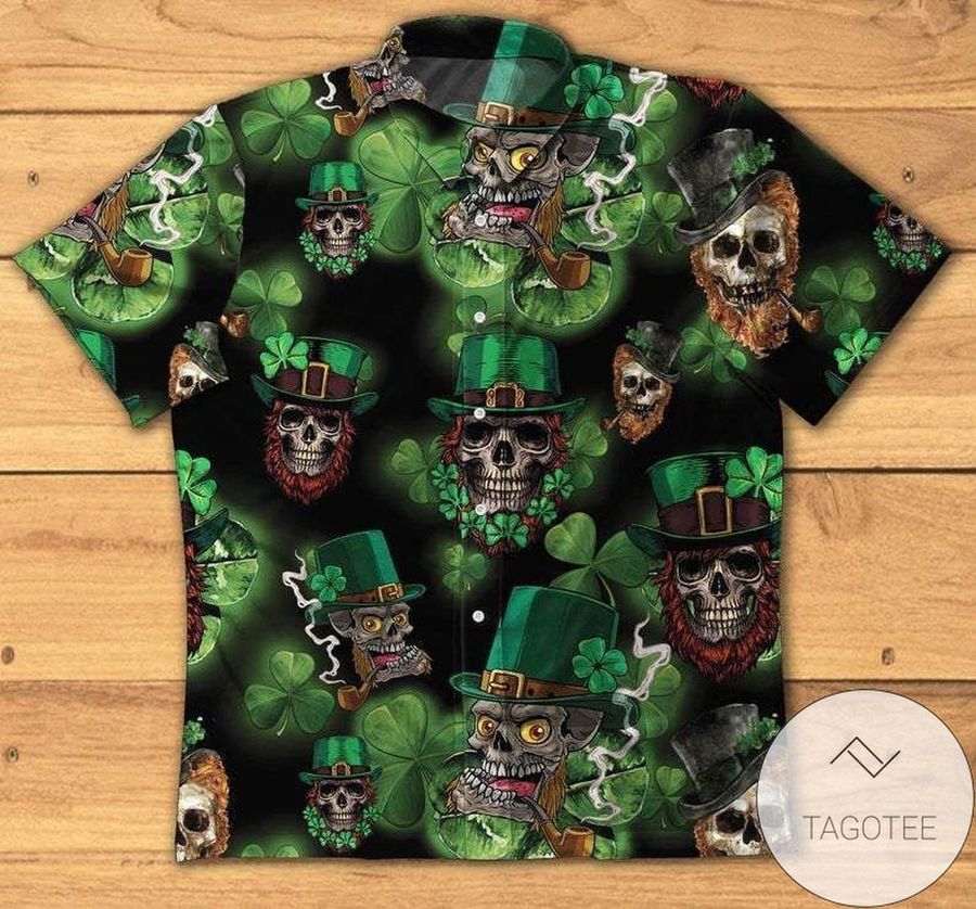 Check Out This Awesome Skull Leprechaun Irish Happy St Patricks Day Hawaiian Aloha Shirts V