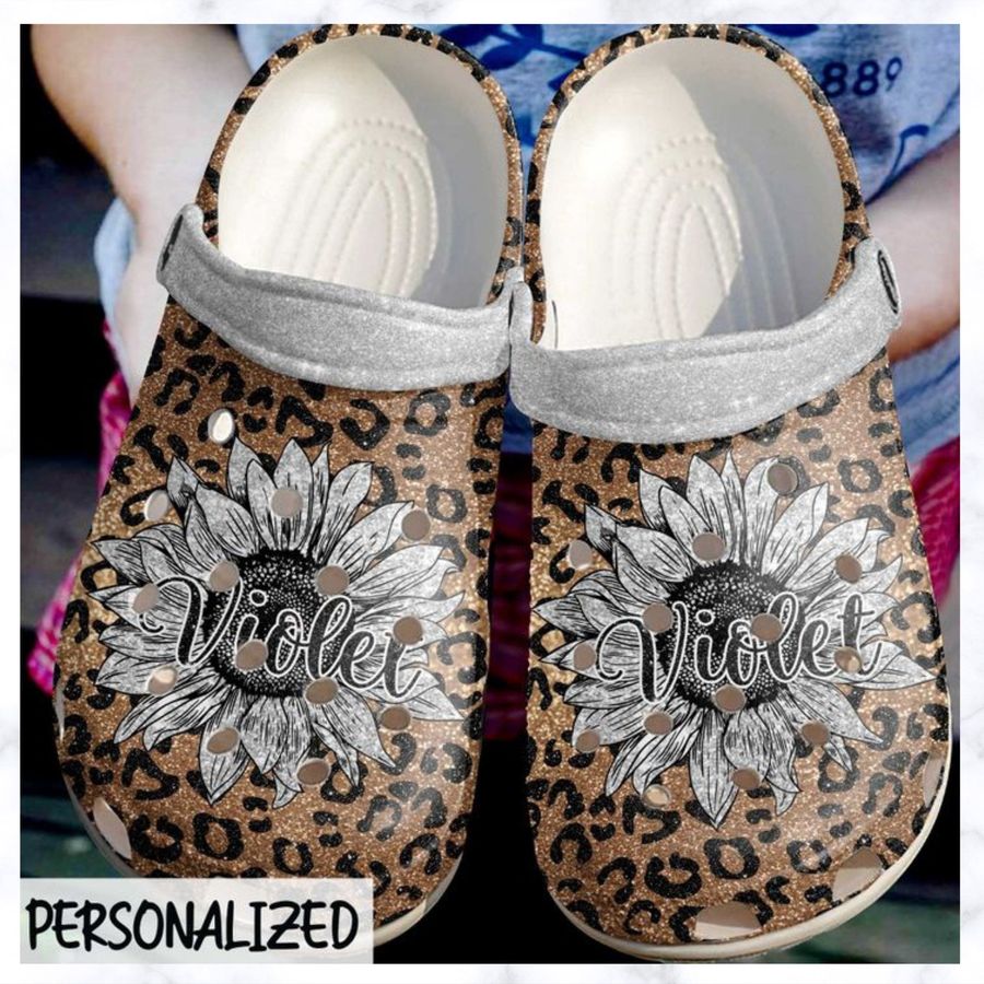 Cheetah Personalized Sunflower Crocs Clog Shoes