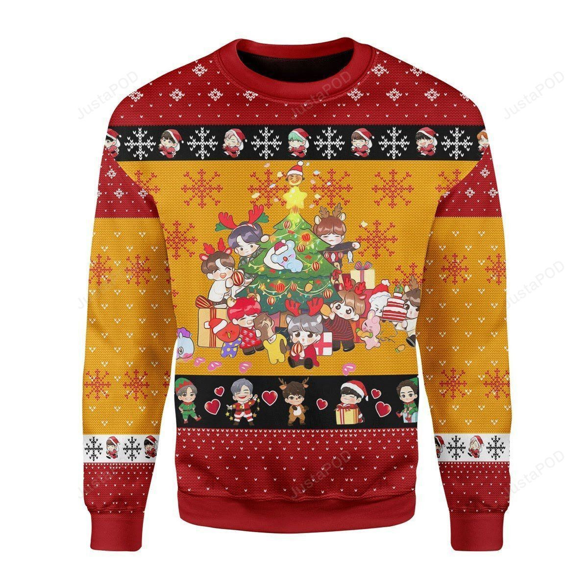 Chibi BTS Ugly Christmas Sweater All Over Print Sweatshirt Ugly
