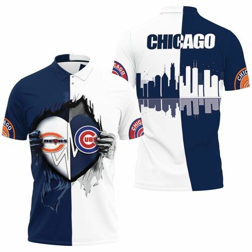 Chicago Bears Chicago Cubs Heartbeat Love Ripped 3d Jersey Polo Shirt Model A31344 All Over Print Shirt 3d T-shirt