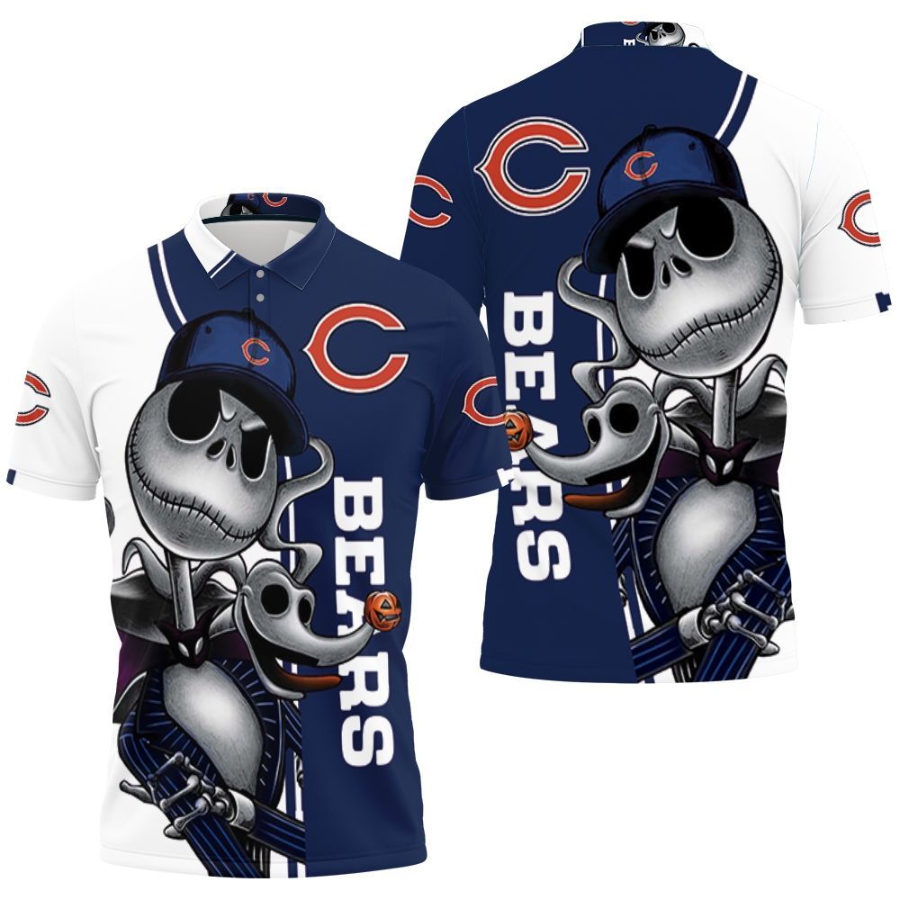 Chicago Bears Jack Skellington And Zero Polo Shirt All Over Print Shirt 3d T-shirt
