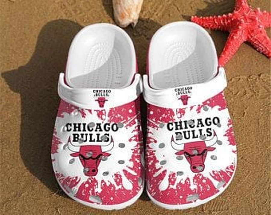 Chicago Bulls Crocs Crocband Clog Comfortable Water Shoes White Red