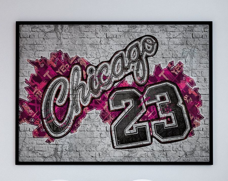 Chicago Bulls Michael Jordan Poster, Graffiti Style, MJ, 23, Jersey, NBA Poster, Canvas, Print, Man Cave, Wall Decor