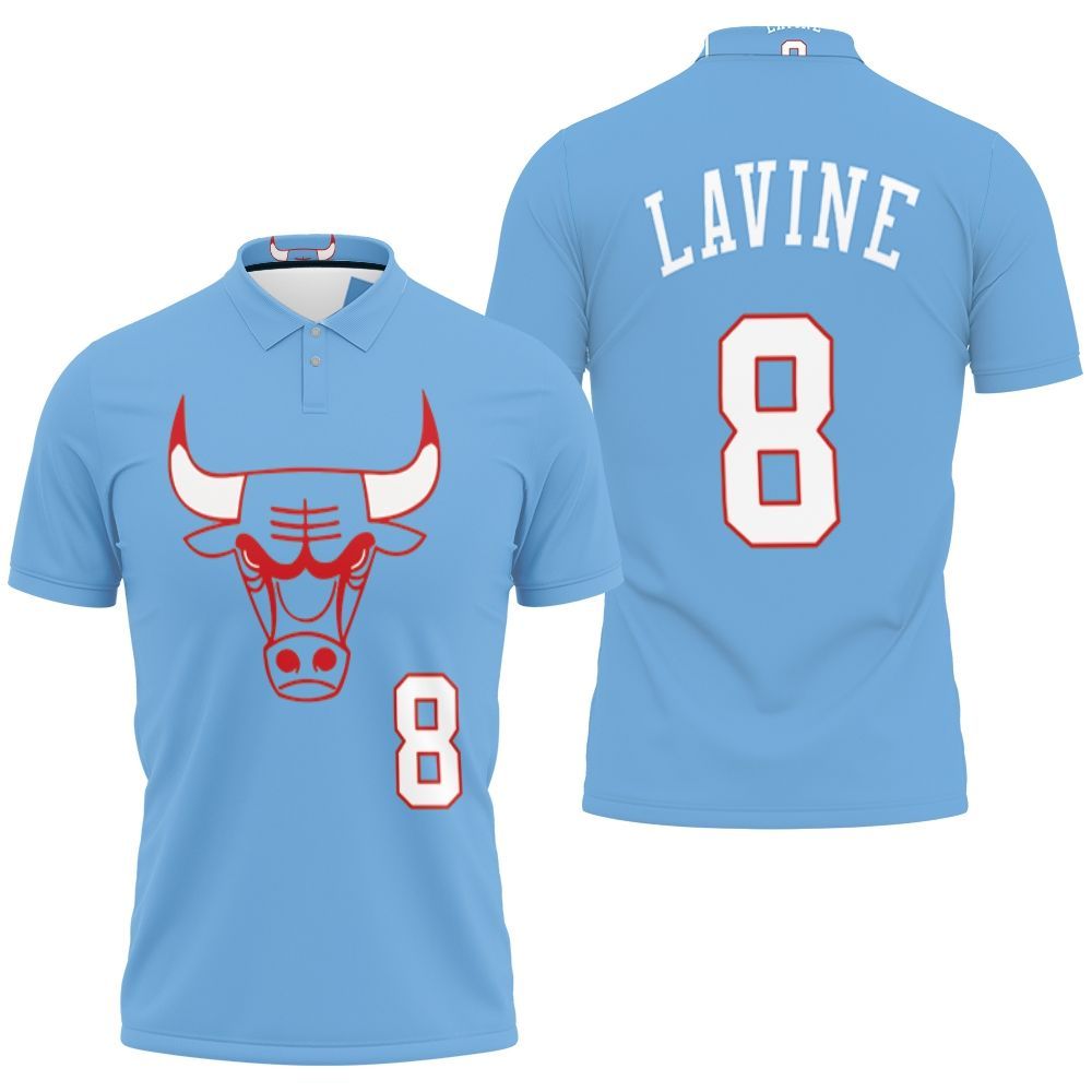 Chicago Bulls Zach Lavine 8 2020 City Edition Blue Jersey Inspired Polo Shirt All Over Print Shirt 3d T-shirt
