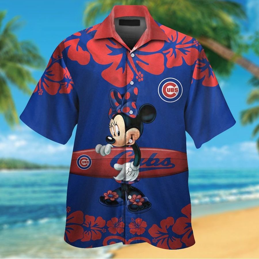 Chicago Cubs Minnie Mouse Short Sleeve Button Up Tropical Aloha Hawaiian Shirts For Men Women