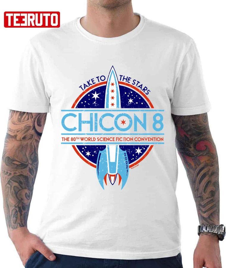Chicon 8 Logo Take To The Stars The 80th World Sience Fiction Convention Vintage Blue Unisex T-shirt