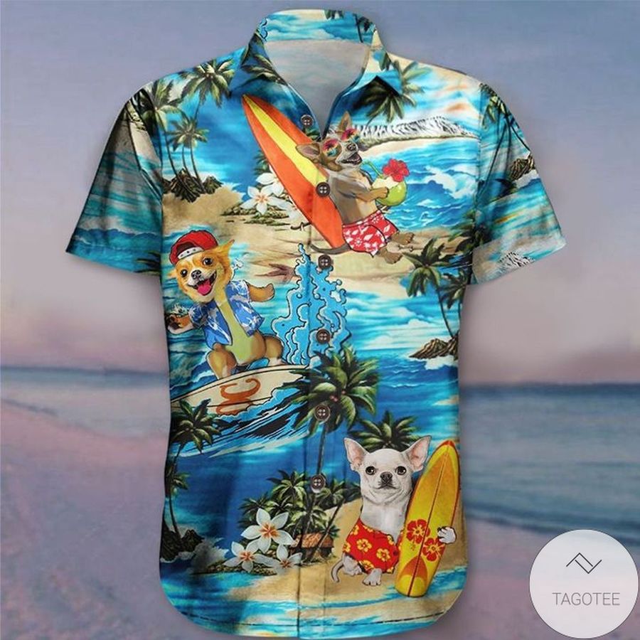 Chihuahua Beach Cute Summer Aloha Hawaiian Shirt