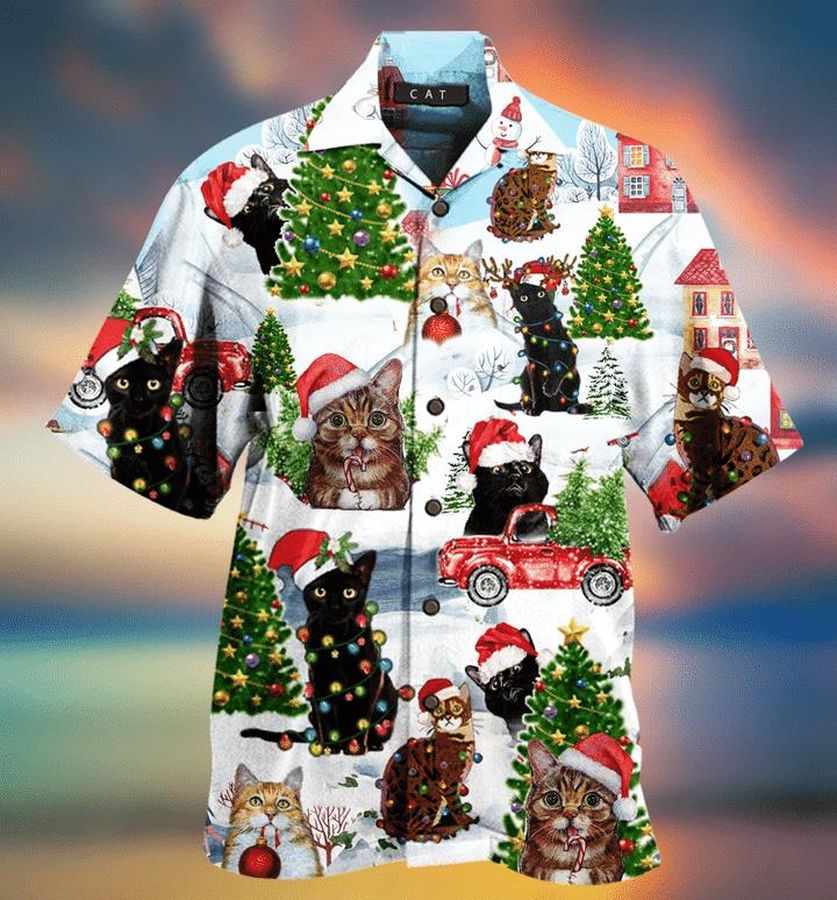 Christmas Cat Hawaiian Shirt Pre13346, Hawaiian shirt, beach shorts, One-Piece Swimsuit, Polo shirt, funny shirts, gift shirts, Graphic Tee