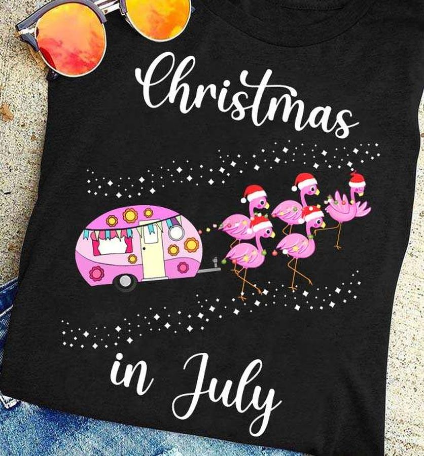 Christmas in July – Flamingo camping car, Happy Christmas