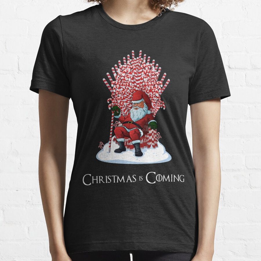 Christmas Is Coming Santa Candy Cane Throne T-Shirt Essential T-Shirt