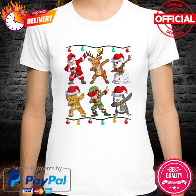 Christmas Kids Boys Men Dabbing Santa Elf Deer Friends Xmas Shirt