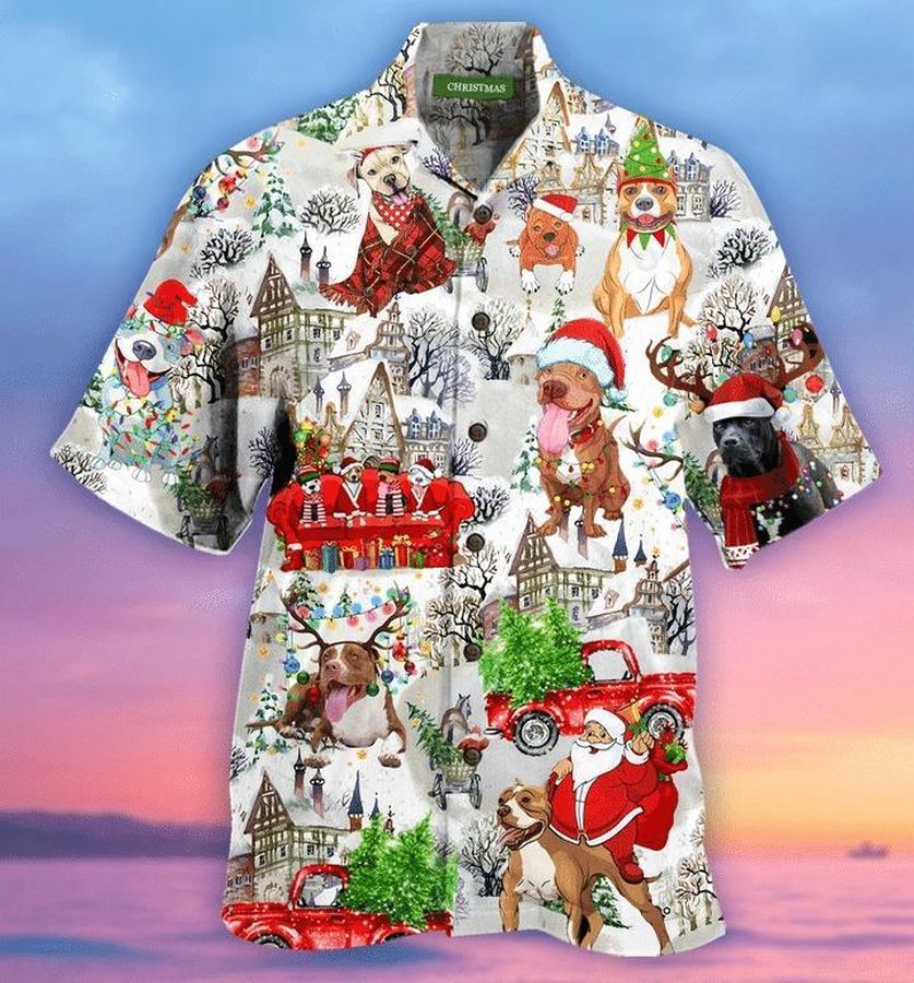 Christmas Pitbull Hawaiian Shirt Pre13341, Hawaiian shirt, beach shorts, One-Piece Swimsuit, Polo shirt, funny shirts, gift shirts, Graphic Tee