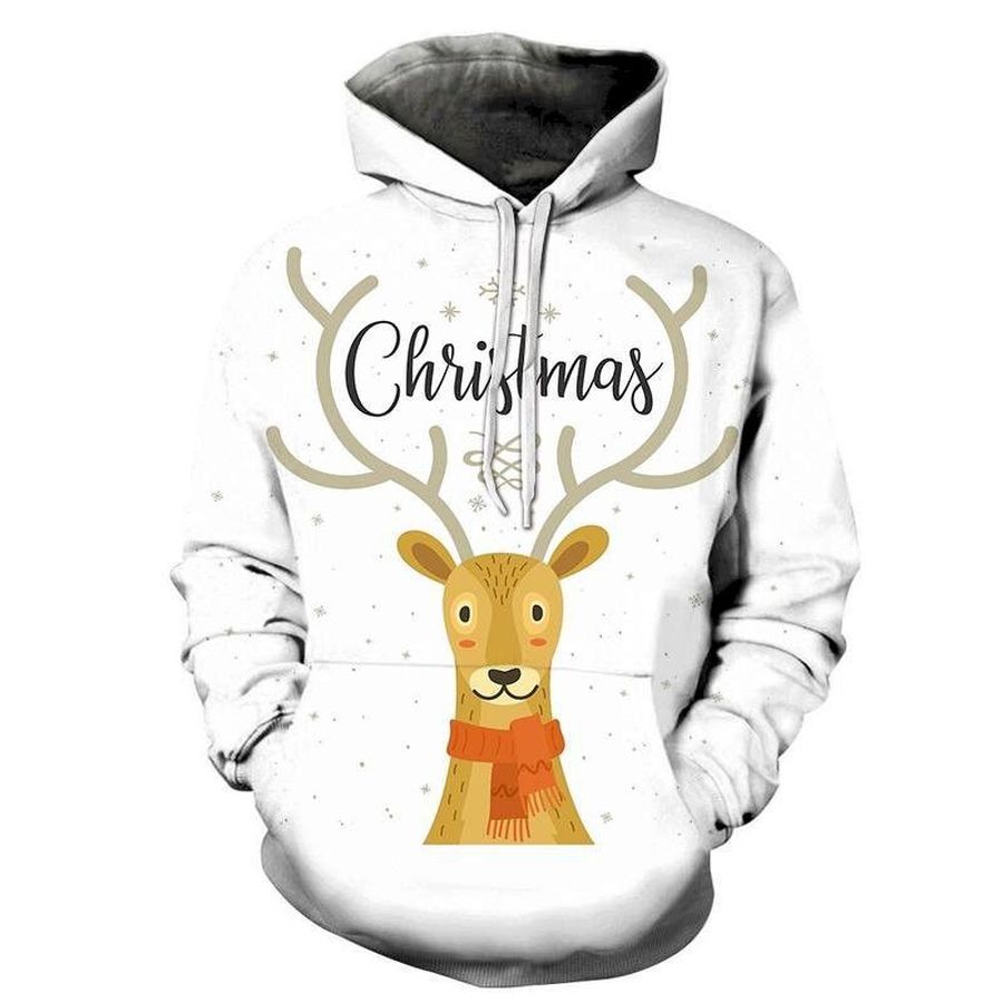 Christmas Reindeer Hoodie Sweatshirt Hoodie Pullover Custom