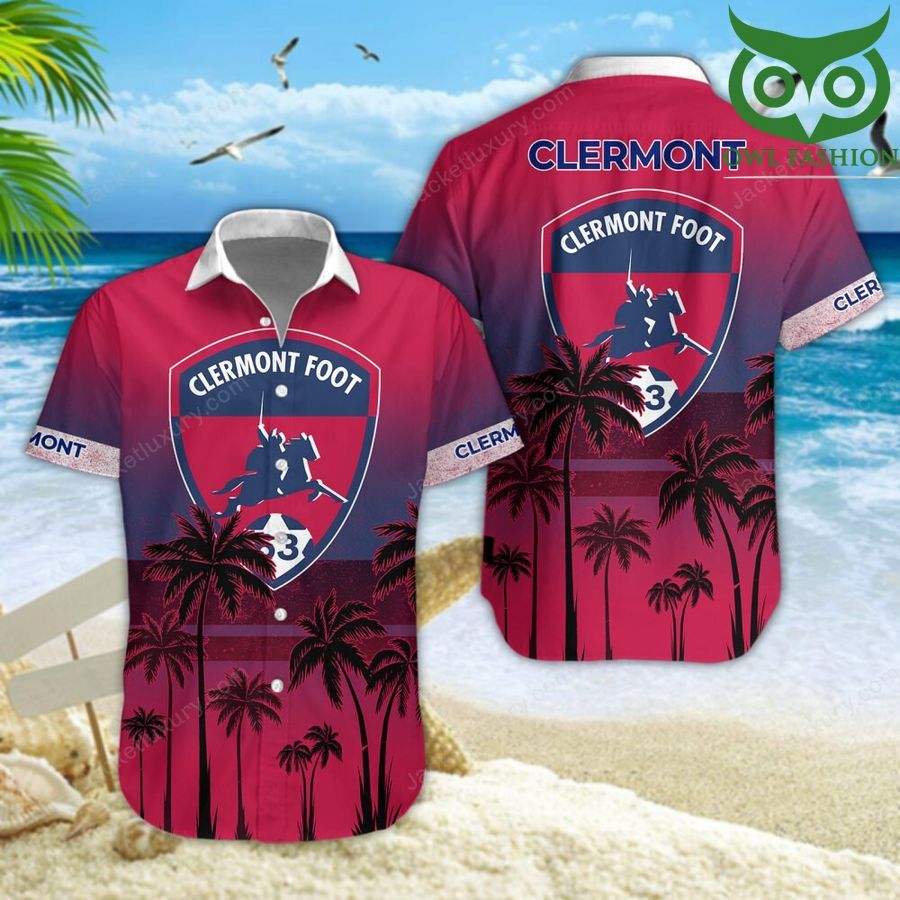 Clermont Foot Auvergne  palm trees on the beach 3D aloha Hawaiian shirt