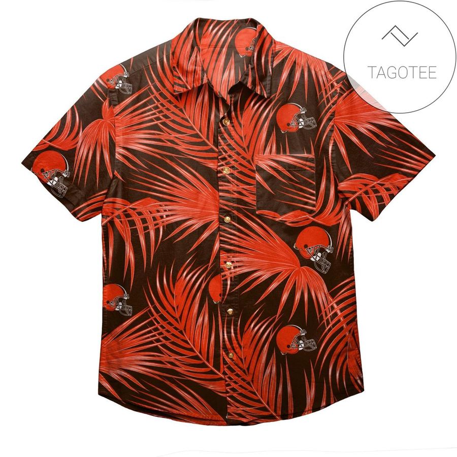 Cleveland Browns Mens Hawaiian Button Up Shirt