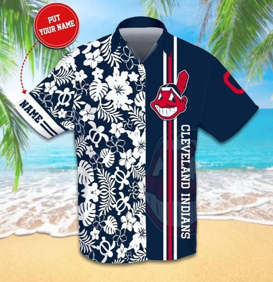 Cleveland Indians Custom Name Sport Hawaiian Graphic Print Short Sleeve Hawaiian Shirt