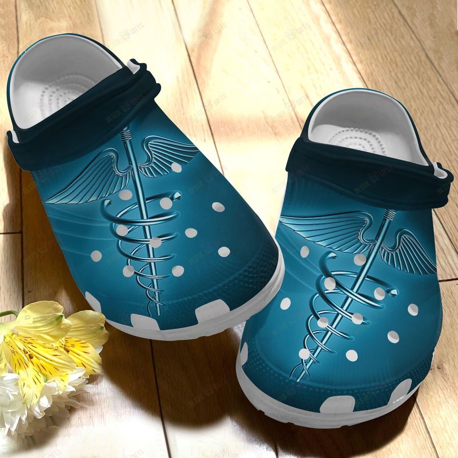 Cna Crocs Classic Clog Whitesole Blue Caduceus Shoes