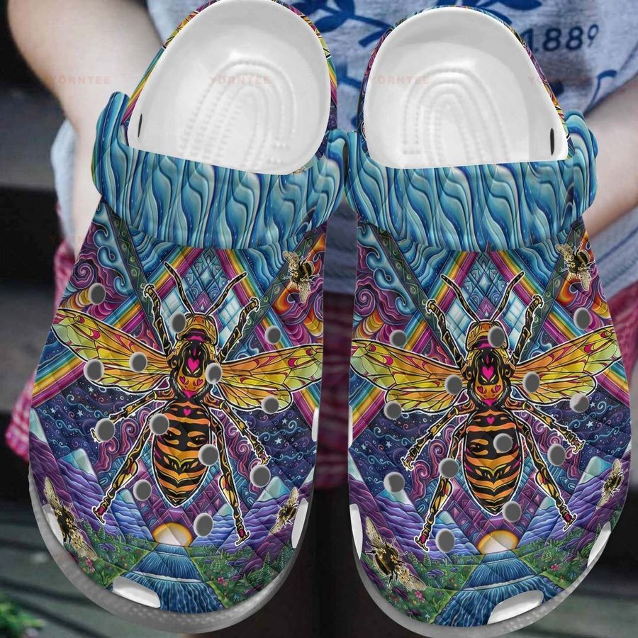 Colorful Bee 12 Gift For Lover Rubber Crocs Crocband Clogs, Comfy Footwear