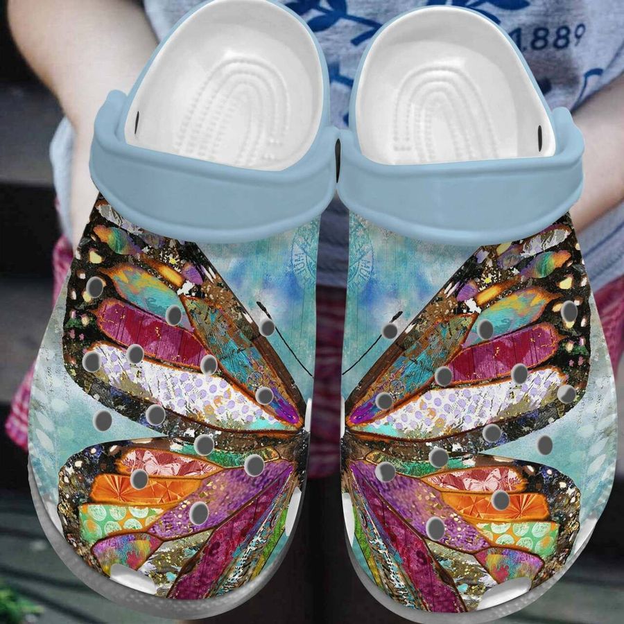Colorful Butterfly Personalized  202 Gift For Lover Rubber Crocs Crocband Clogs, Comfy Footwear