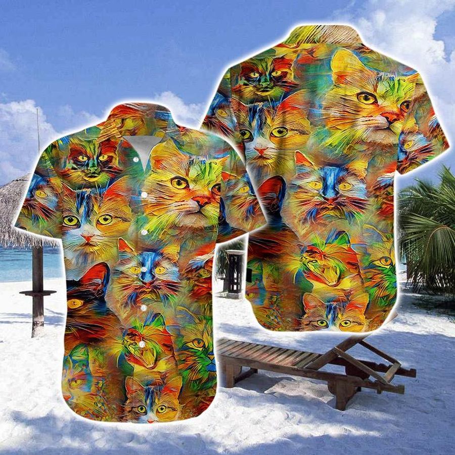 Colorful Cats Hawaiian Shirt Pre11483, Hawaiian shirt, beach shorts, One-Piece Swimsuit, Polo shirt, funny shirts, gift shirts, Graphic Tee