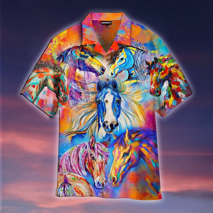 Colorful Horse Hawaiian Shirt Pre11041, Hawaiian shirt, beach shorts, One-Piece Swimsuit, Polo shirt, funny shirts, gift shirts, Graphic Tee