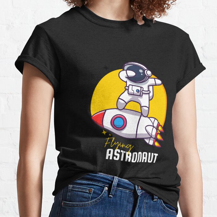 Colorful Illustrated Flying Astronaut Adventure Classic T-Shirt