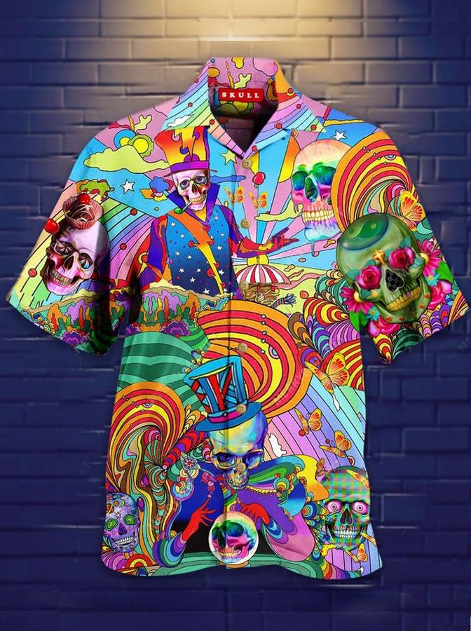 Colorful Magician Skulls Hawaiian Shirt Pre11404, Hawaiian shirt, beach shorts, One-Piece Swimsuit, Polo shirt, funny shirts, gift shirts