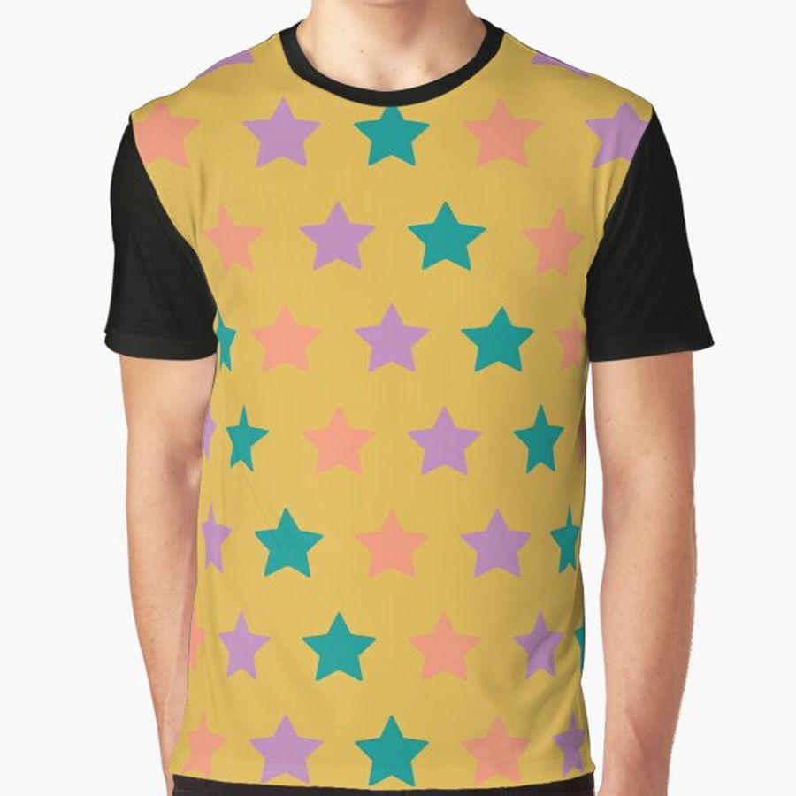 Colourful Stars with Yellow Background - Seamless Pattern Graphic T-Shirt