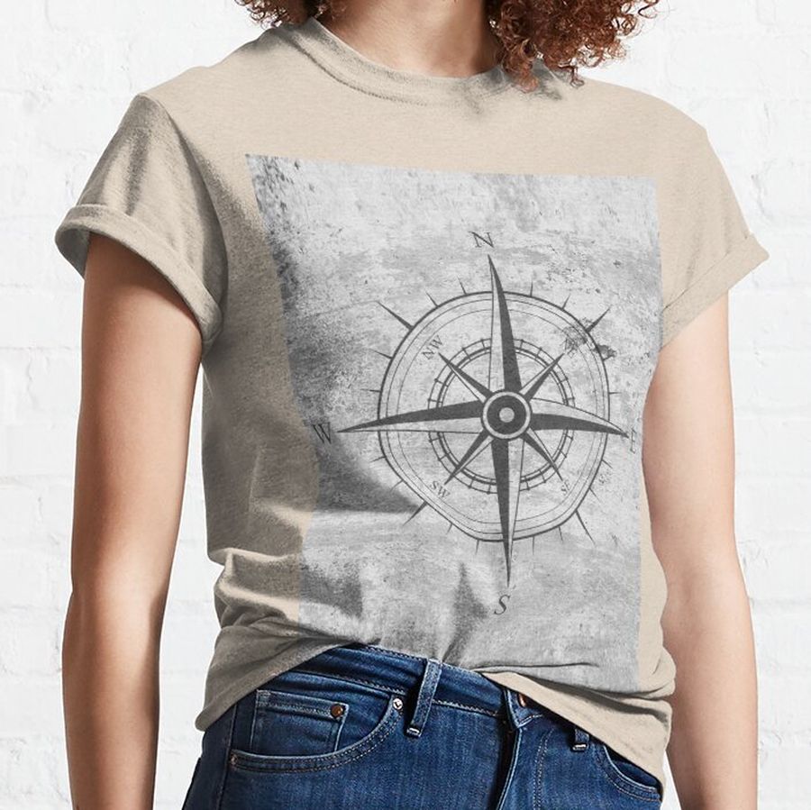 Compass On Marble Background Classic T-Shirt