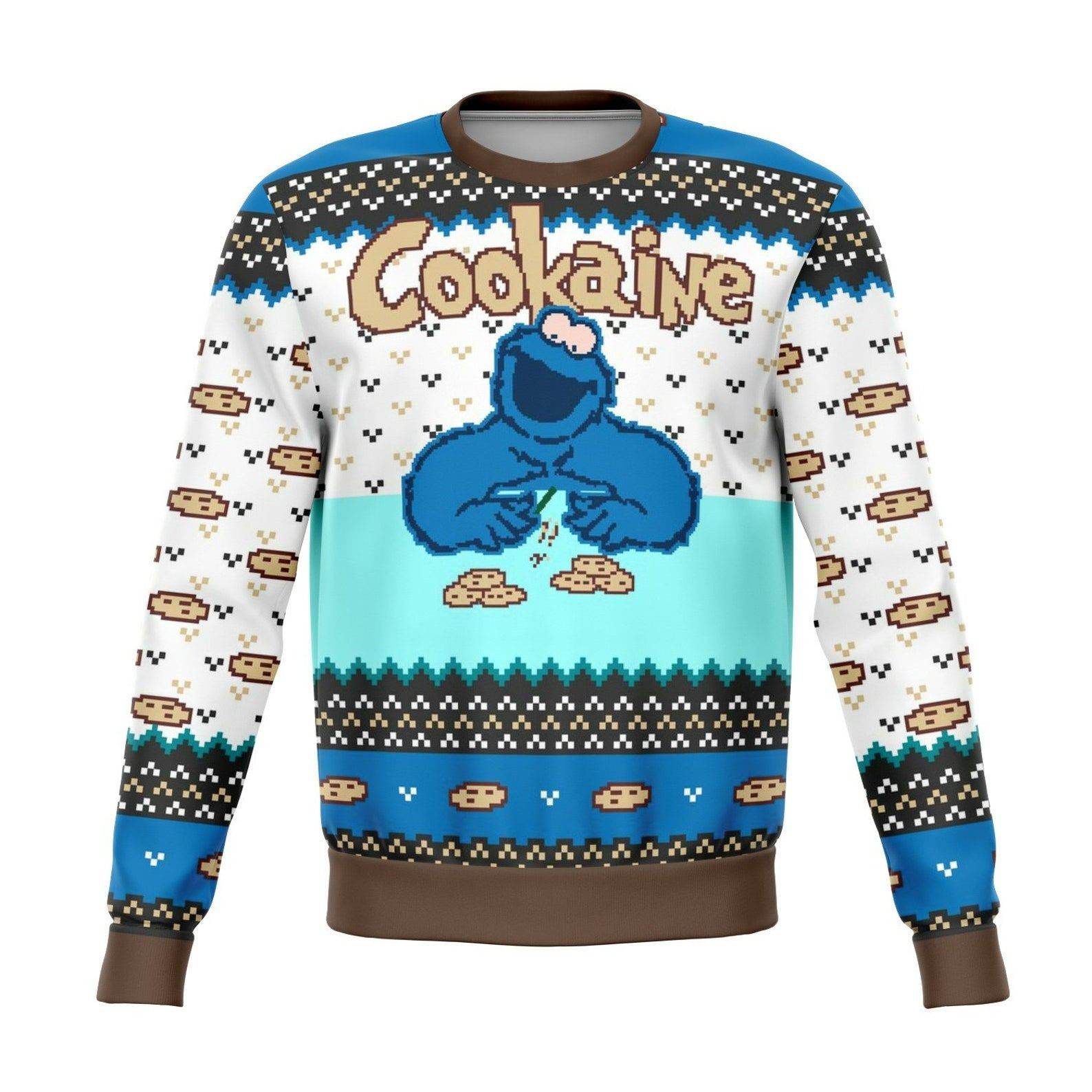 Cookaine Monster Ugly Christmas Sweater All Over Print Sweatshirt Ugly